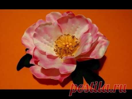 Fabric flowers how to make/rosehip made of fabrics/tutorial/Цветы из ткани: шиповник/легко