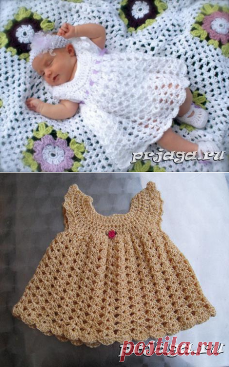 Платье крючком для новорожденной