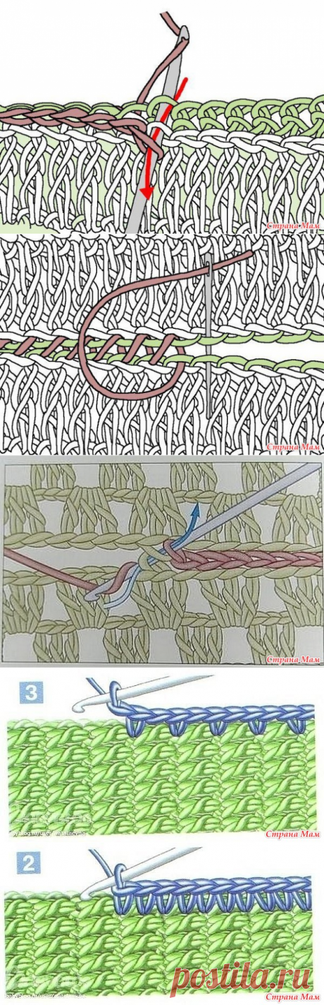 Школа вязания (крючок). Занятие 11. Соединение полотна крючком - Помощь в вязании - Страна Мам