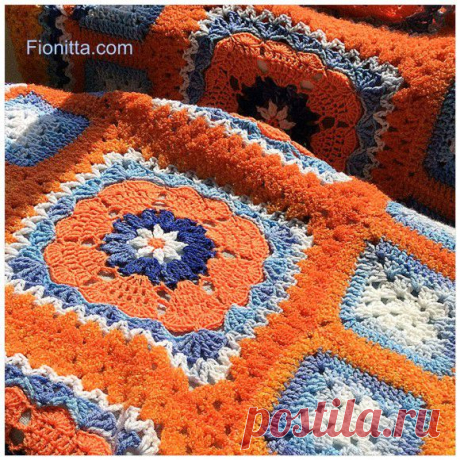 Голубой, оранжевый одеяло |