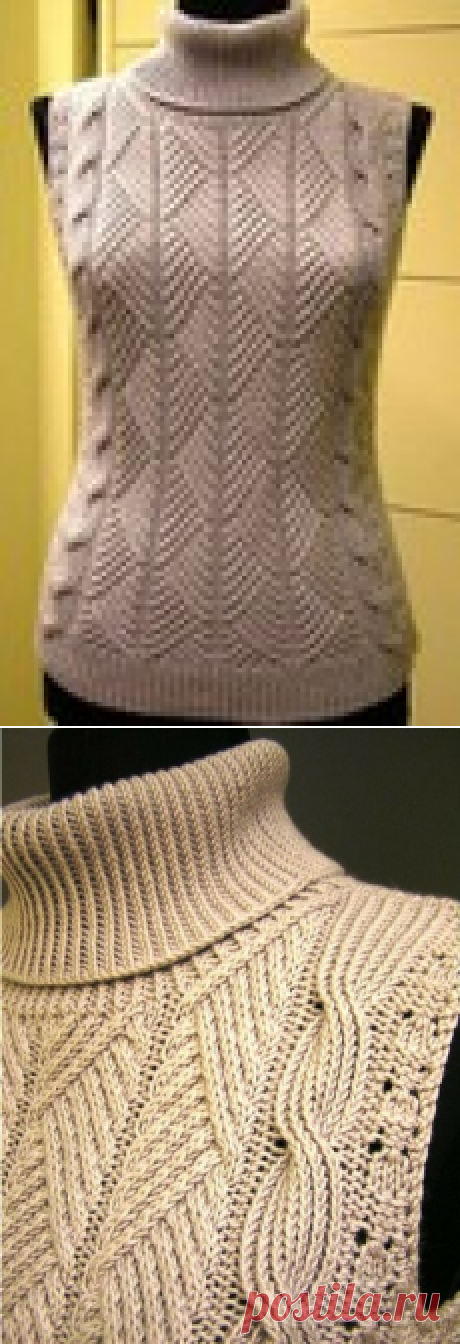 Жилет и свитер одинаковым узором.