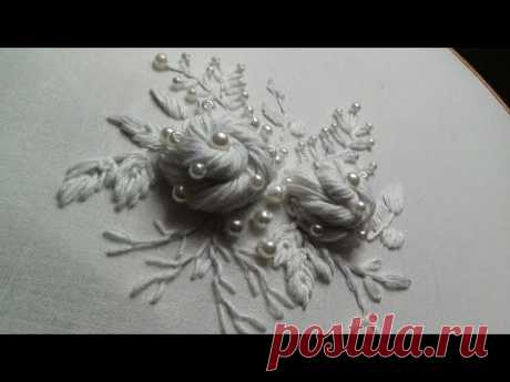 Hand Embroidery: Easy Flower Embroidery / White Embroidery / Rose Embroidery