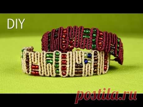 Snaky ZigZag Lines with Beads - Egyptian Bracelet Tutorial