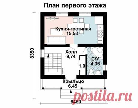 Проект двухэтажного дома AS-2018 из газобетона 6 на 6 метров | Проекты коттеджей «Добрый дом» | Яндекс Дзен