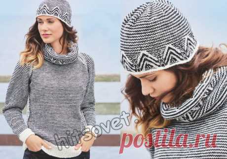 Модный женский пуловер снуд и шапочка - Хитсовет