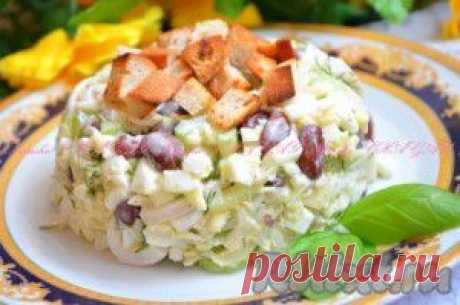 Рецепт салата с кальмарами и фасолью