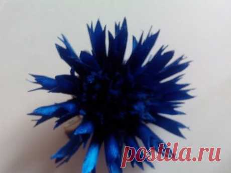 Василек из атласной ленты / Cornflower of satin ribbon