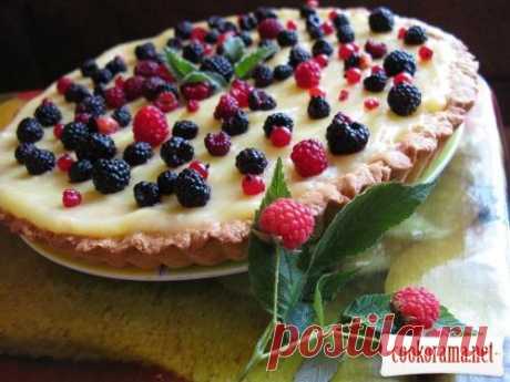 песочный пирог с заварным кремом и ягодами - безумно вкусный и очень красивый