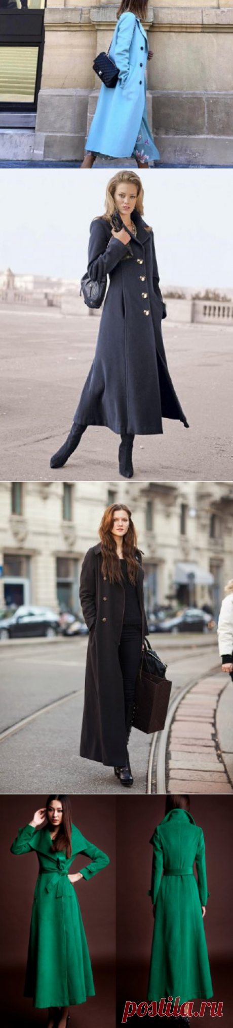 Модные длинные женские пальто