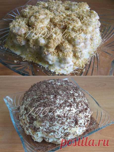 Рецепт торта без выпечки из печенья Ушки - Быстрые торты без выпечки