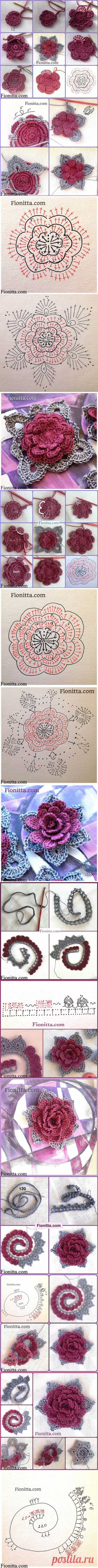 DIY 3D Crochet Rose in 3 Ways | www.FabArtDIY.com