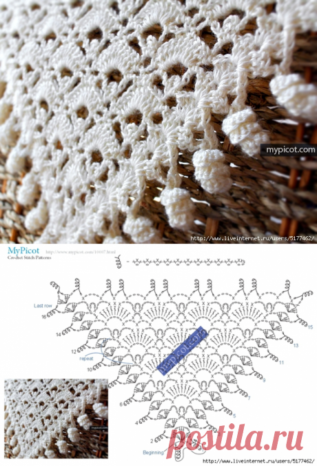 Шаль крючком с завитушками