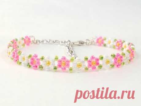 Prácticas Ideas para el Hogar...: Bisutería Pulsera flor en mostasilla Paso a Paso