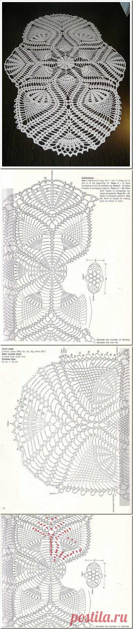 Салфетка крючком, мини-скатерть (схема)