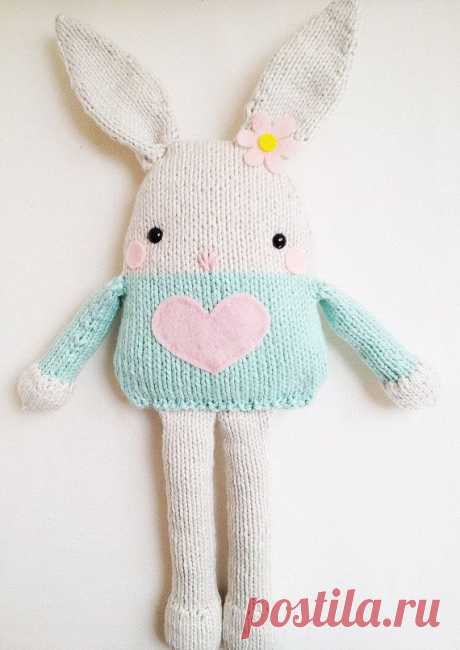 Bunny Knitting Pattern - Toy Easter Bunny Softie Pattern - PDF