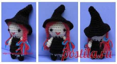 Free Amigurumi Witch crochet pattern for Halloween ~ Amigurumi crochet patterns ~ K and J Dolls / K and J Publishing