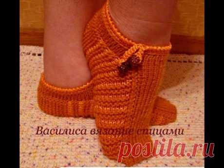 Тапочки следки спицами ПОЛОСКИ knitted slippers