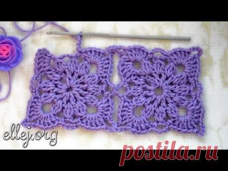 Безотрывное вязание крючком квадратных мотивов. Crochet without cutting the thread. - YouTube