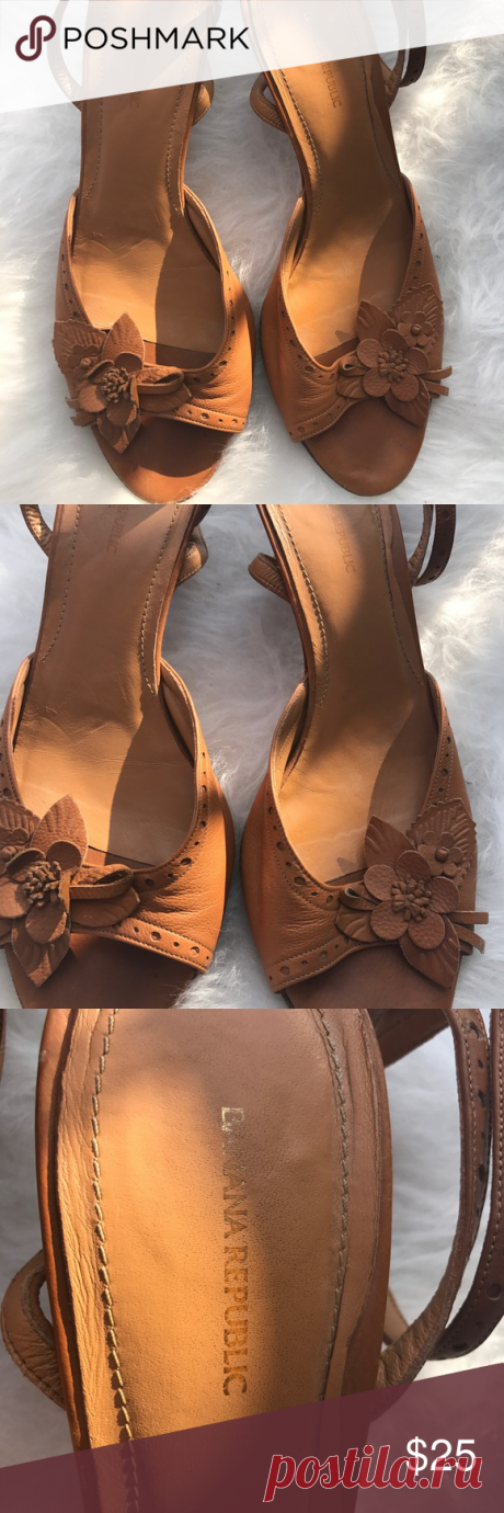 Banana Republic flower tan strappy sandals heels Banana Republic flower tan strappy sandals heels. Excellent condition town brown strap he sandals from being Nana republic. Strap wrapped around ankle for a delicate detail. Small kitten heel. Genuine leather, Made in Italy. Excellent used condition, I love reasonable offers. Bundle and save! Perfect for wedding wear or date night Banana Republic Shoes Heels