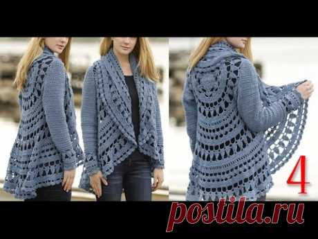 كروشيه كارديجان صيفي و شتوي ج4 Crochet cardigan for winter and summer part 4