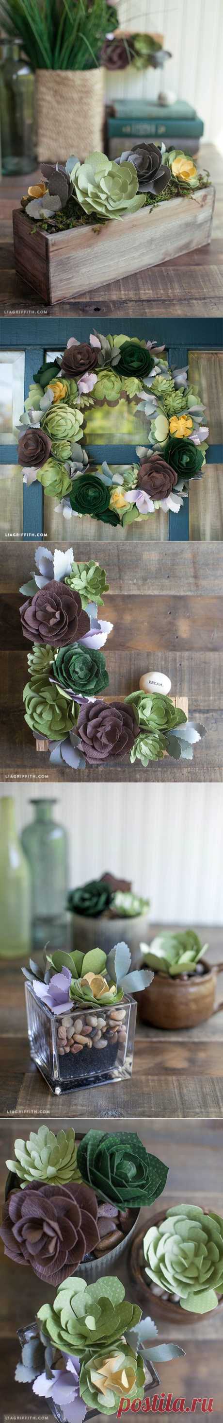 Patterns and Tutorial for Paper Succulents | Суккуленты из бумаги