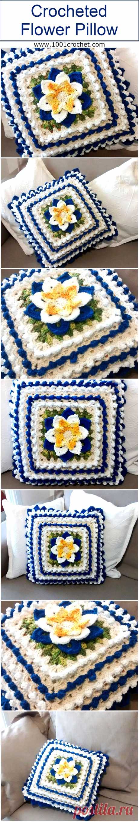 Crocheted Flower Pillow | 1001 Crochet
