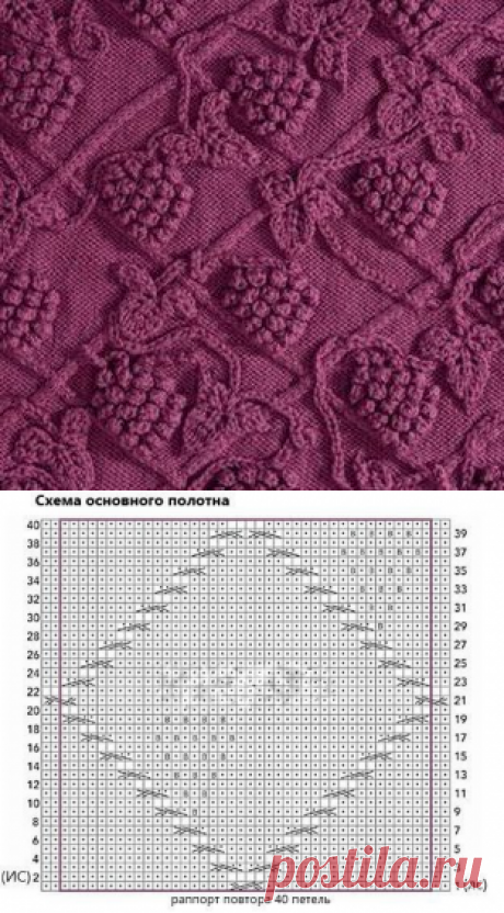 УДИВИТЕЛЬНЫЙ УЗОР «ВИНОГРАДНАЯ ЛОЗА» (УЗОРЫ СПИЦАМИ) — Журнал Вдохновение Рукодельницы