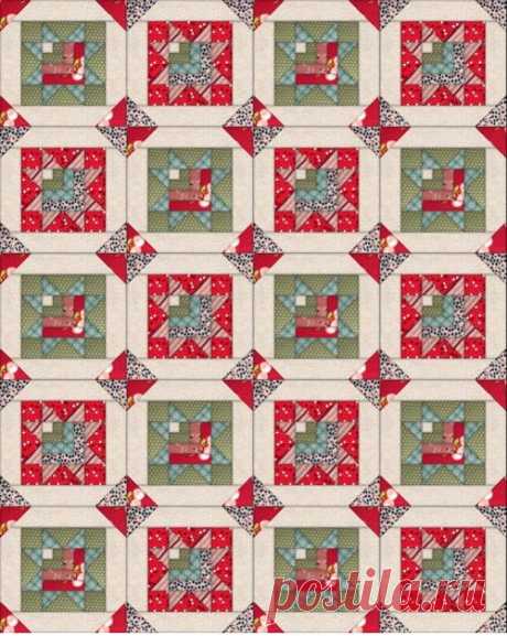 Scrappy Log Cabin Star | FaveQuilts.com