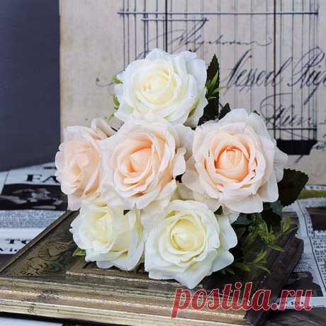 Белые розы Искусственные цветы Шелковый букет Высокое качество большая роза для свадьбы декоративные искусственные цветы красный для домашнего декора стола on AliExpress
