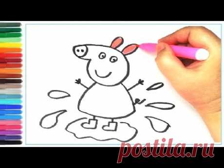 How to draw Peppa Pig |  Coloring Books & Art Colors for Kids |Mom draws