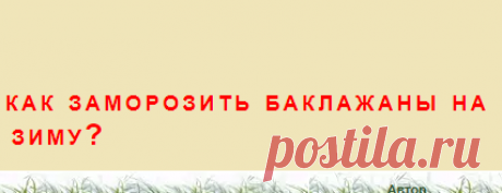 Расскажите подробно, как заморозить баклажаны на зиму? : Кулинарные вопросы