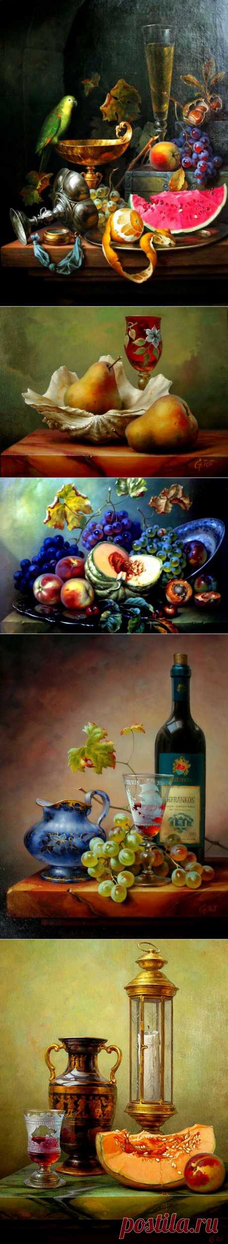 Натюрморты с вином и фруктами от венгерского художника Габора Тота. / Картинки для декупажа / PassionForum - мастер-классы по рукоделию