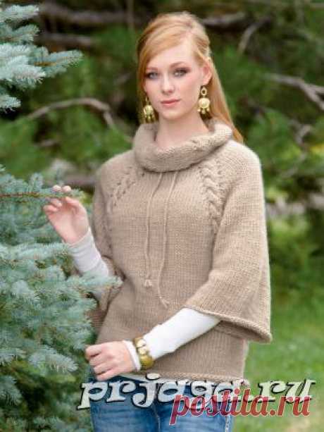 Пуловер, вязание спицами реглана от горловины