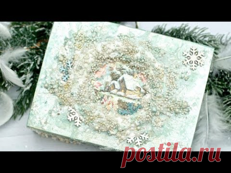 Decoupage  zimowe pudełeczko - DIY tutorial