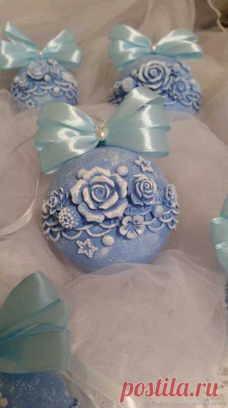 Купить Новогодние шары " Синий Иней " в интернет магазине на Ярмарке Мастеров