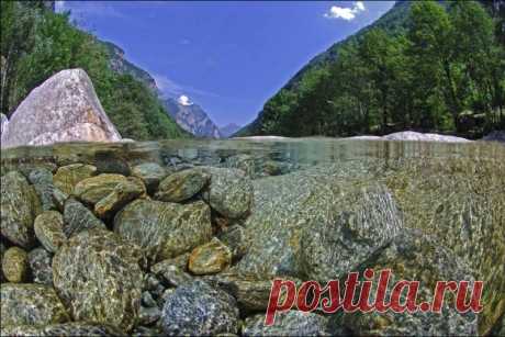 Верзаска - самая прозрачная река в мире, Швейцария