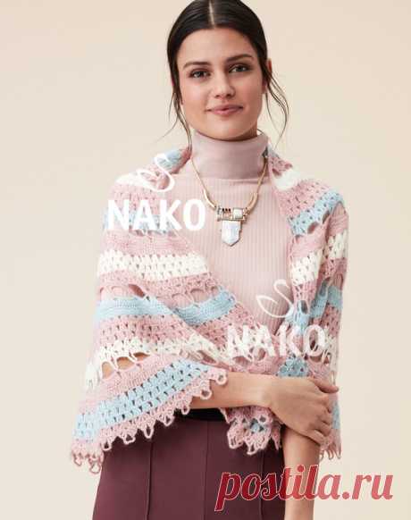 Шаль крючком из пряжи Angora Luks - Nako