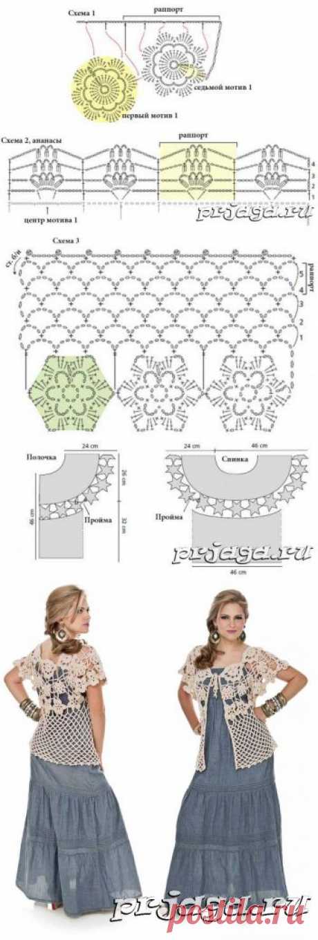 Ажурное вязание крючком жакеты схемы