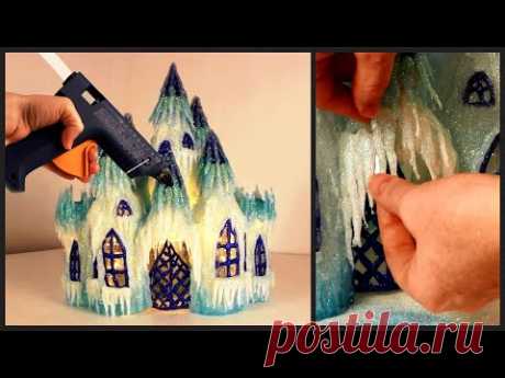 ❣DIY Frozen Castle Lamp Using Plastic Bottles and Hot Glue❣