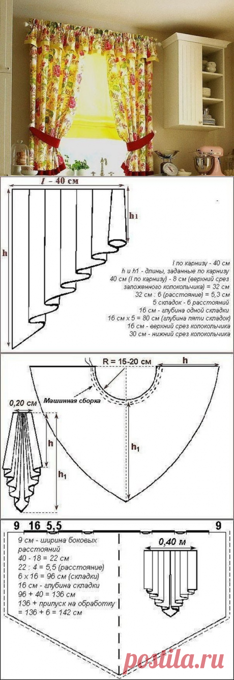 Украшаем окна. Выкройками наиболее сложных элементов драпировок