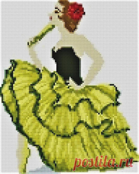 Ballerina with Fan Cross Stitch PDF Pattern Download Cross | Etsy