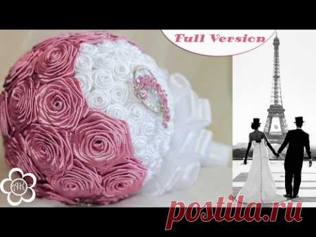 Свадебный букет Канзаши Мастер Класс / Wedding Bouquet Kanzashi Tutorial / Полная версия