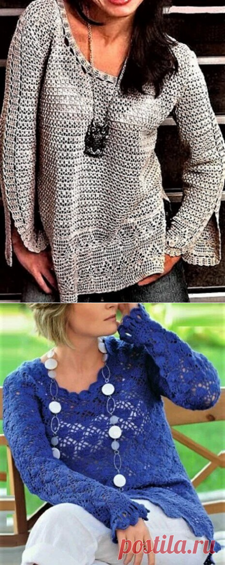 3 красивых пуловера для лета, связанных крючком (с описанием) | Идеи рукоделия | Яндекс Дзен