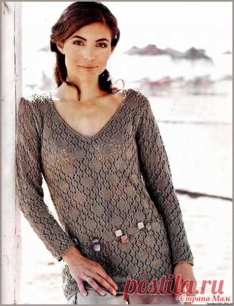 Ажурный пуловер из тонкой пряжи - Вязание спицами - Страна Мам