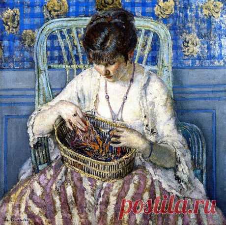 Frederick Carl Frieseke - Unraveling Silk | Sovetika.ru - живопись/painting