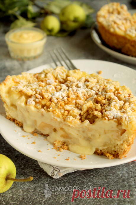 Тертый яблочный пирог с заварным кремом — рецепт с фото пошагово