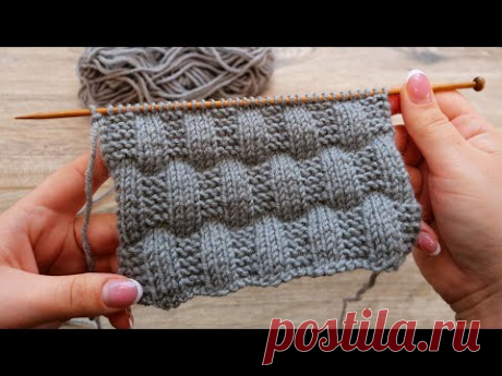 Рельефный узор спицами из лицевых и изнаночных 💝 Knit and Purl Stitch Pattern