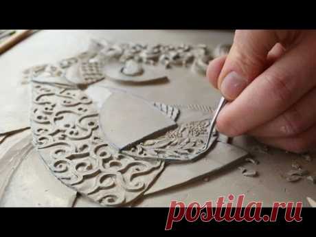 (1) Victoria Ellis Carves Fine Bas Relief Figurative Clay Mural - YouTube