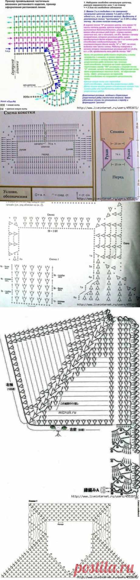 Вязание реглана крючком. Схемы..