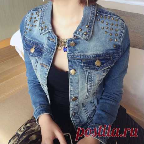 Basic Jackets Picture - More Detailed Picture about Promotion Hot New FASHION Women's Autumn Korean e rivet denim short jacket,Big size Slim jeans jacket women XL XXL 3XL 4XL Picture in Basic Jackets from Sara Big Size Clothes Fashion Mall | Aliexpress.com | Alibaba Group